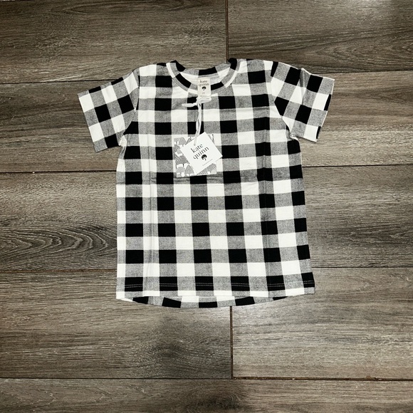 NWT Kate Quinn Black And Beige Gingham Short Sleeve Boxy Tee size 2T Or 4T. - Picture 2 of 7